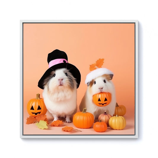 Trick Or Treating Guinea Pigs Framed Canvas