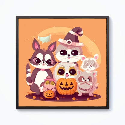 Pets Trick Or Treat Framed Canvas