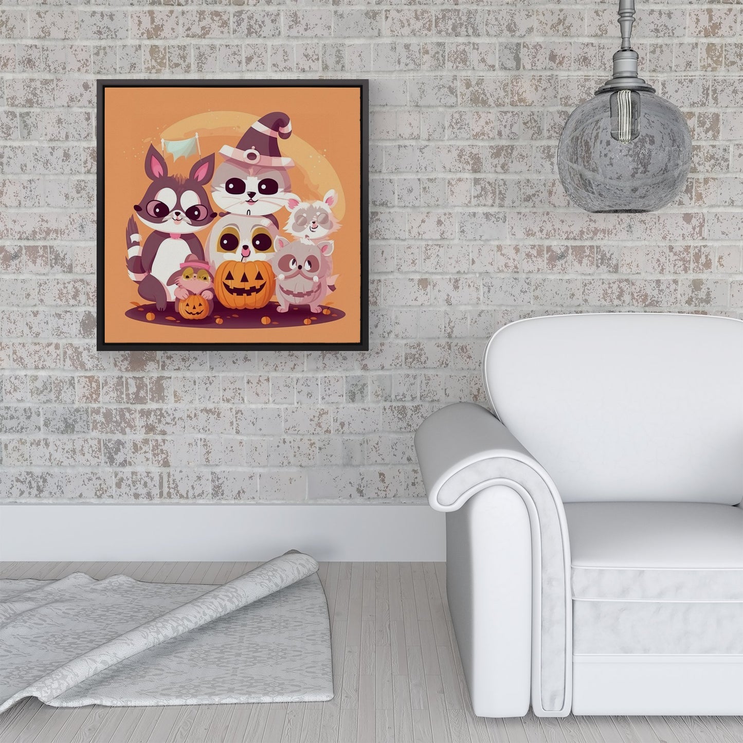 Pets Trick Or Treat Framed Canvas