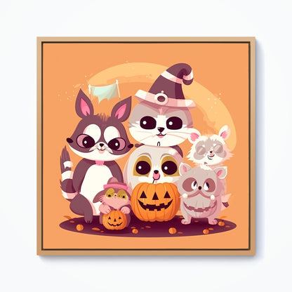 Pets Trick Or Treat Framed Canvas