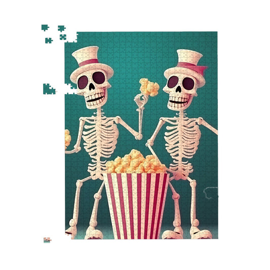 Skeletons With Popcorn Jigsaw Puzzle