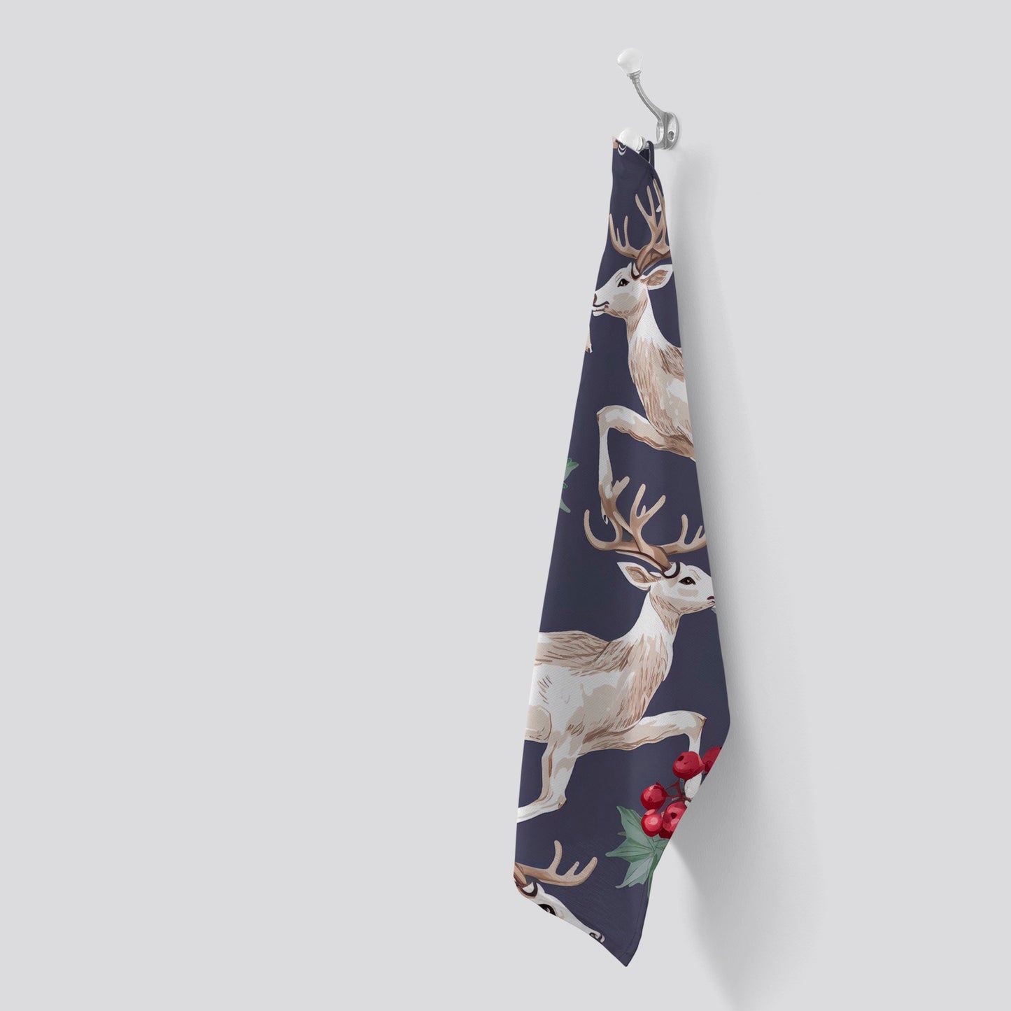 Reindeers And Holly Tea Towel