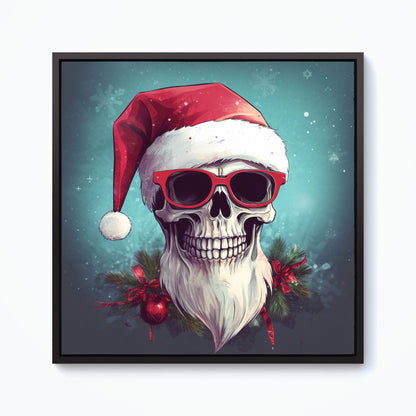 Santa Skull Splashart Framed Canvas