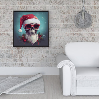 Santa Skull Splashart Framed Canvas