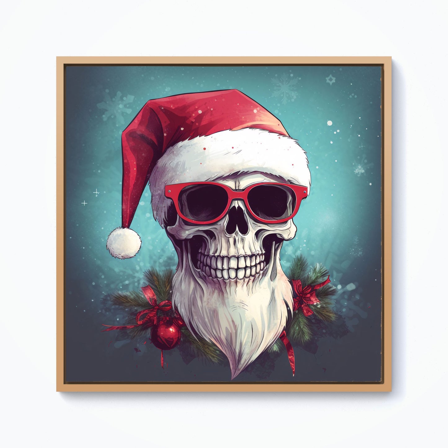 Santa Skull Splashart Framed Canvas