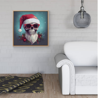 Santa Skull Splashart Framed Canvas