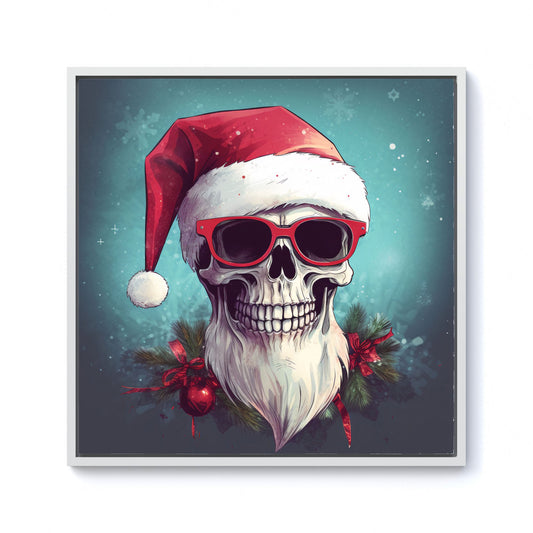 Santa Skull Splashart Framed Canvas