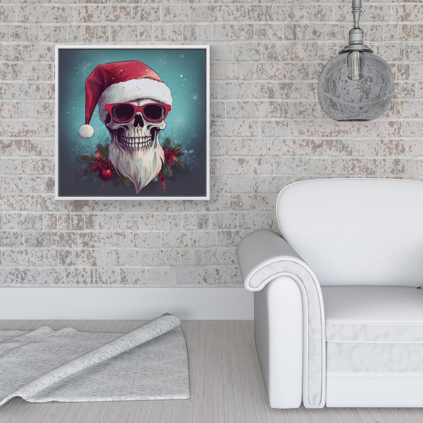 Santa Skull Splashart Framed Canvas