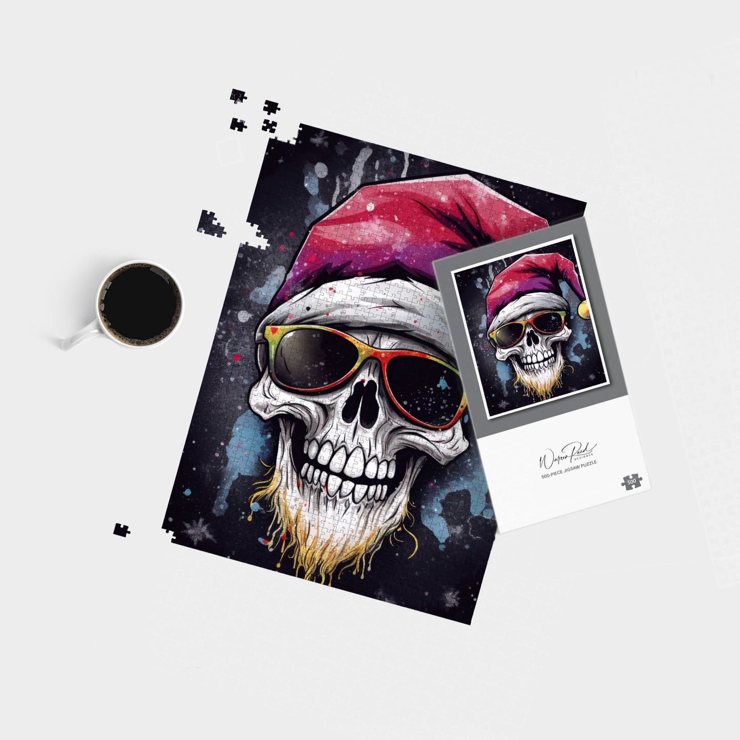 Happy Santa Skull Splashart Jigsaw Puzzle