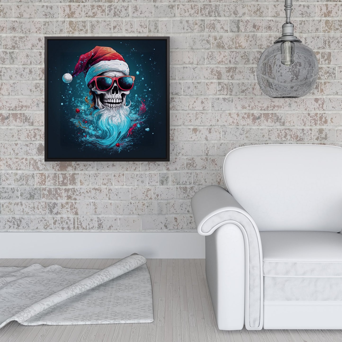 Magical Santa Hat Skull Splashart Framed Canvas