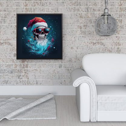 Magical Santa Hat Skull Splashart Framed Canvas