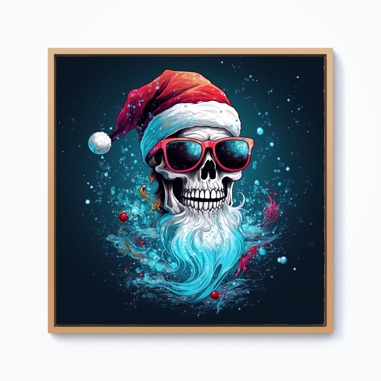 Magical Santa Hat Skull Splashart Framed Canvas