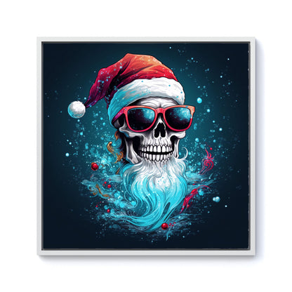 Magical Santa Hat Skull Splashart Framed Canvas