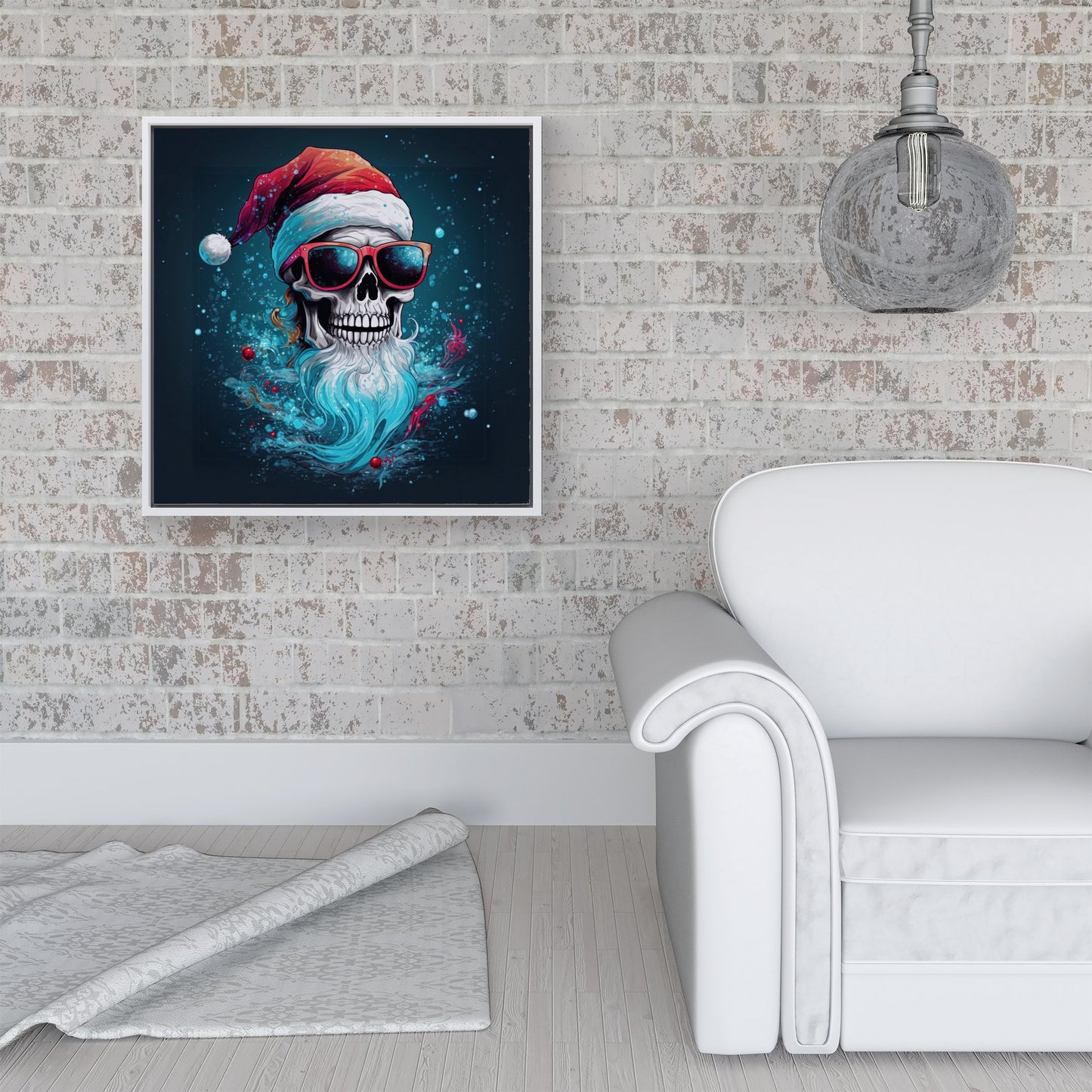 Magical Santa Hat Skull Splashart Framed Canvas