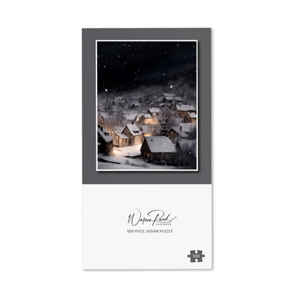 Snowfall Over A Quiet Village Jigsaw Puzzle