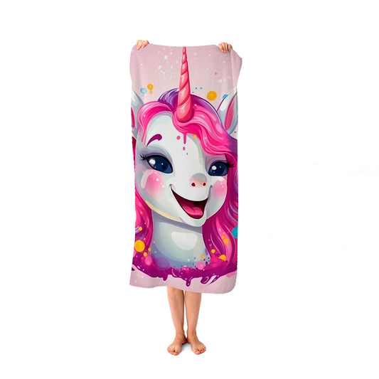 Happy Unicorn Splashart Beach Towel