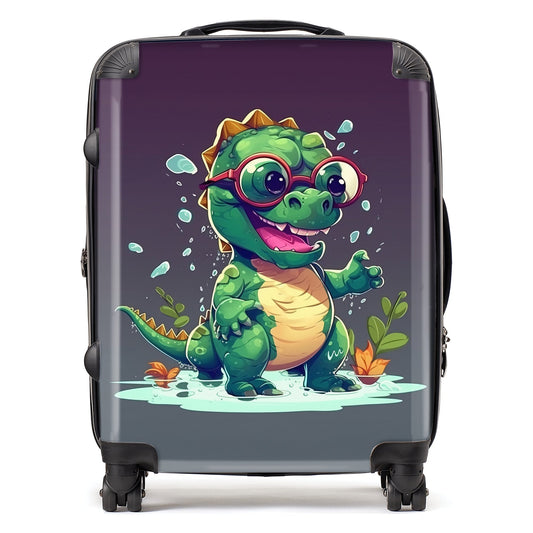 Happy Dino In A Puddle Suitcase