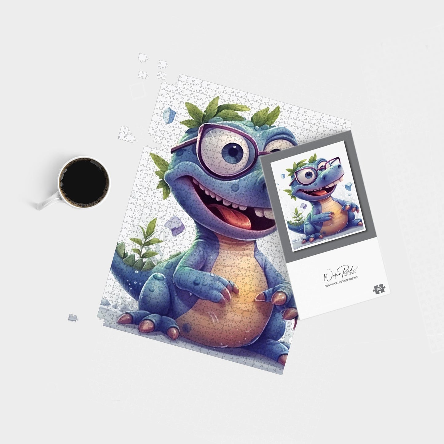 Happy Dinosaur With Glasses Jigsaw Puzzle