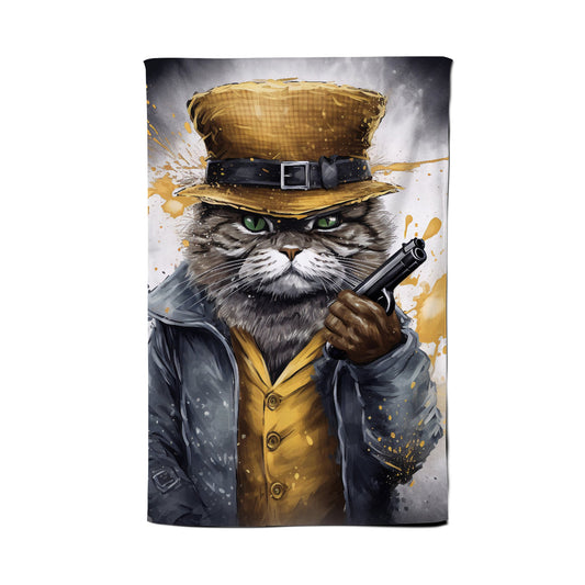 Splashart Gangster Cat Tea Towel