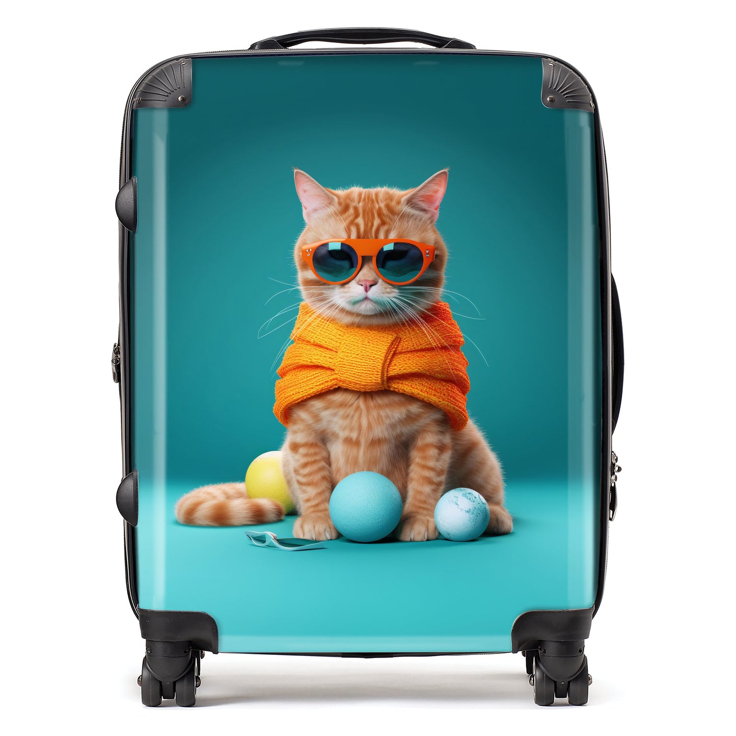 Cat In Glasses With Balls Of Wool Suitcase