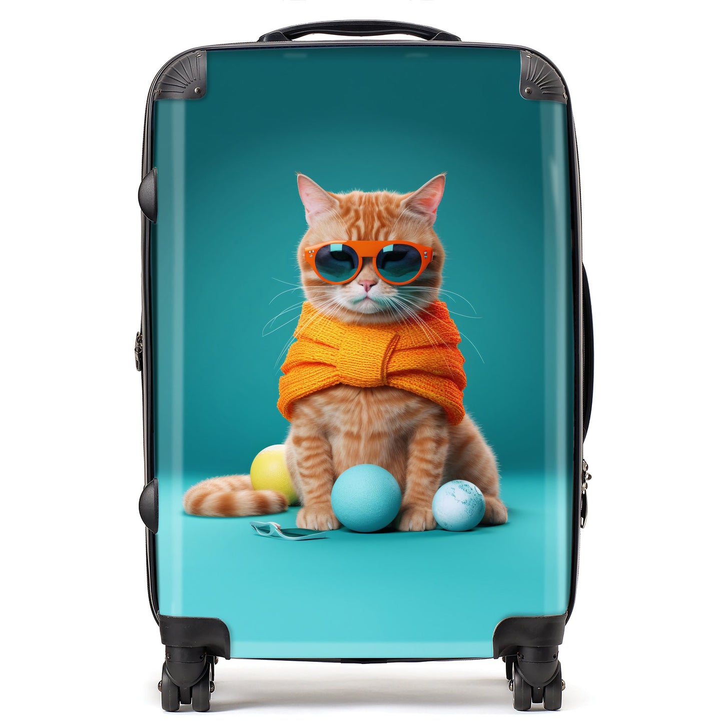 Cat In Glasses With Balls Of Wool Suitcase