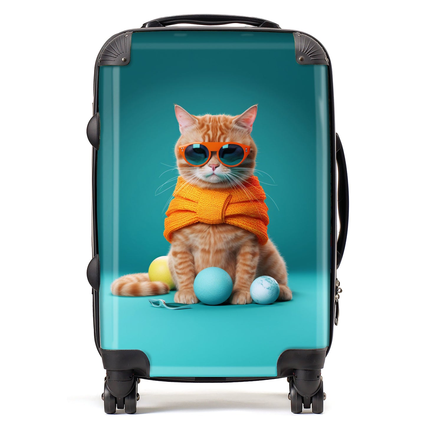 Cat In Glasses With Balls Of Wool Suitcase