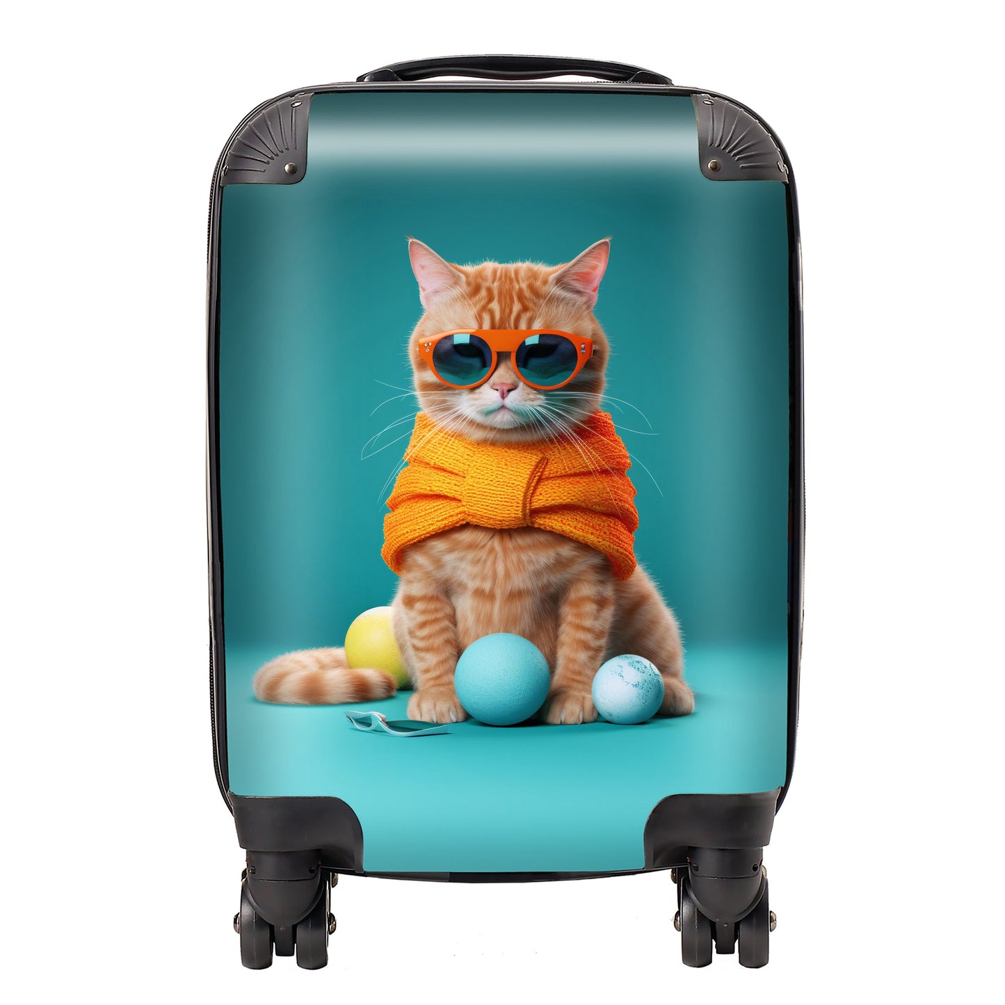 Cat In Glasses With Balls Of Wool Suitcase