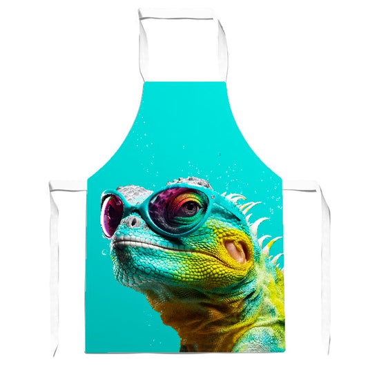 Splashart Iguana Wearing Glasses Apron