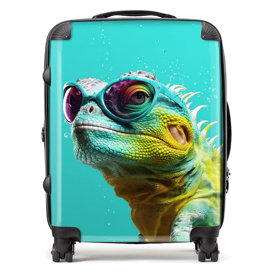 Splashart Iguana Wearing Glasses Suitcase