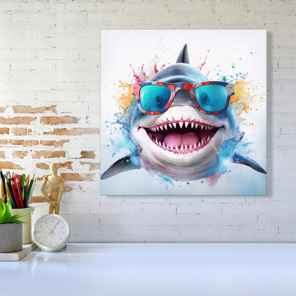 Splashart Shark In Glasses Canvas