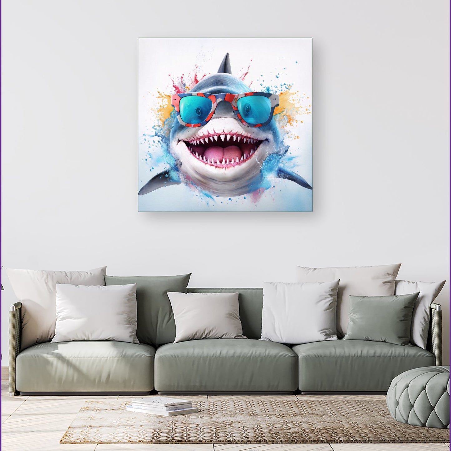 Splashart Shark In Glasses Canvas