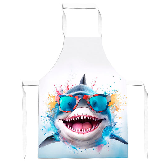 Splashart Shark In Glasses Apron