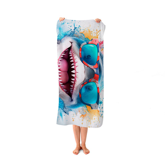 Splashart Shark In Glasses Beach Towel