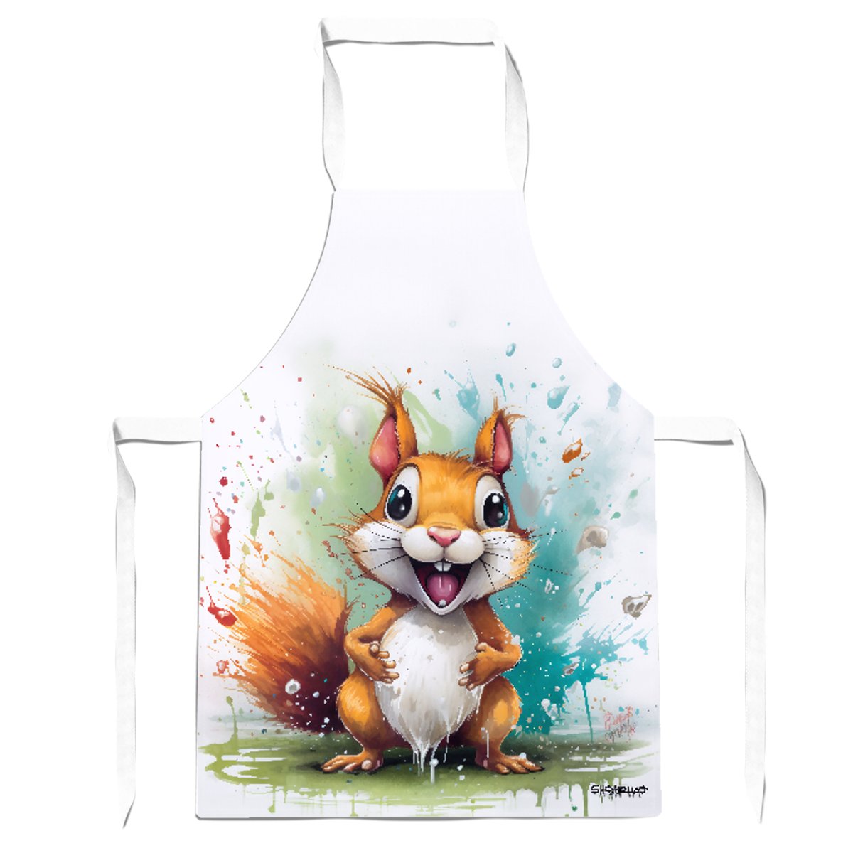 Happy Splashart Squirrel Apron