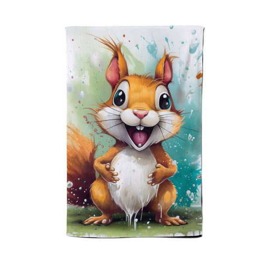 Happy Splashart Squirrel Tea Towel