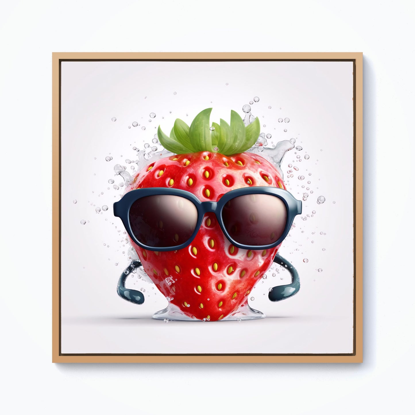 Strawberry In Glasses Framed Canvas