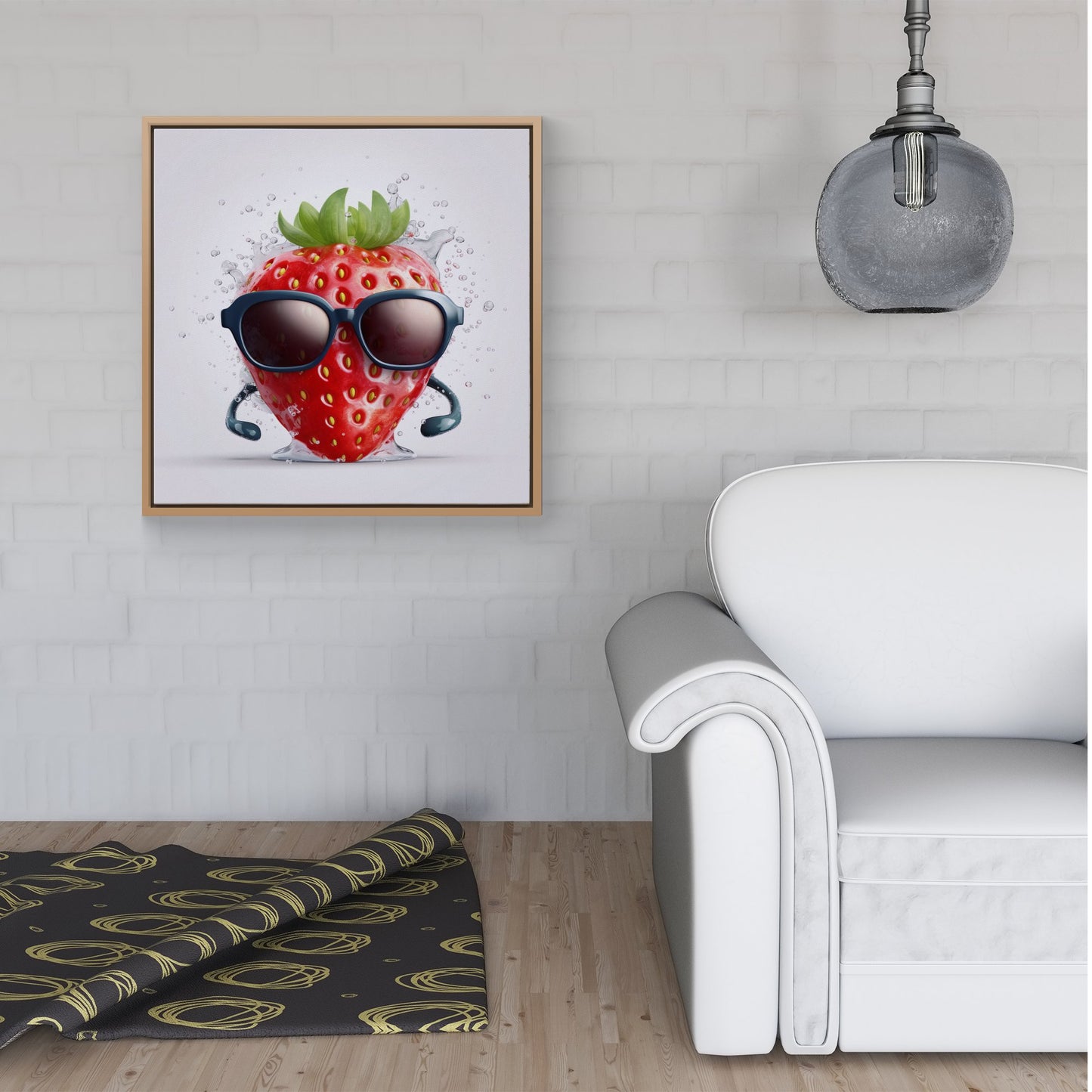 Strawberry In Glasses Framed Canvas