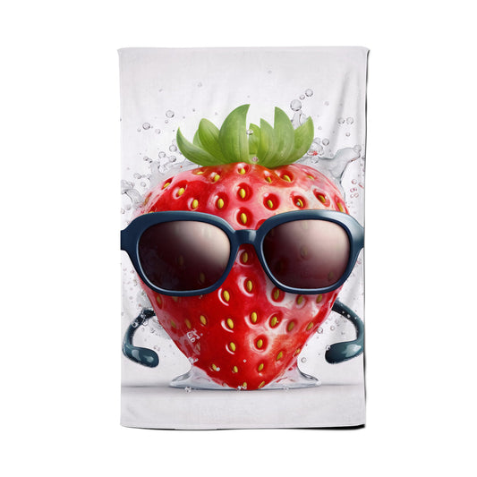 Strawberry In Glasses Tea Towel