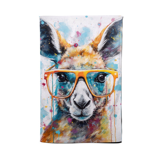 Splashart Kangaroo In Glasses Tea Towel