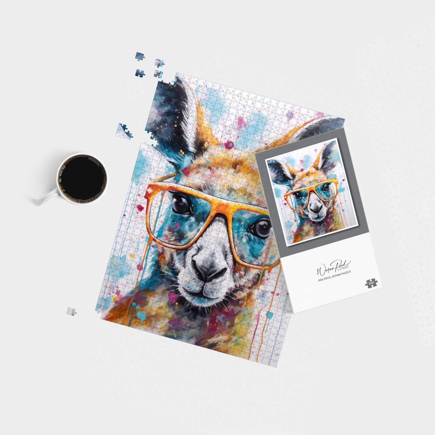 Splashart Kangaroo In Glasses Jigsaw Puzzle