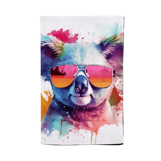 Colourful Splashart Koala In Glasses Tea Towel