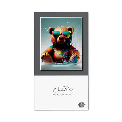 Splashart Bear In Glasses Jigsaw Puzzle