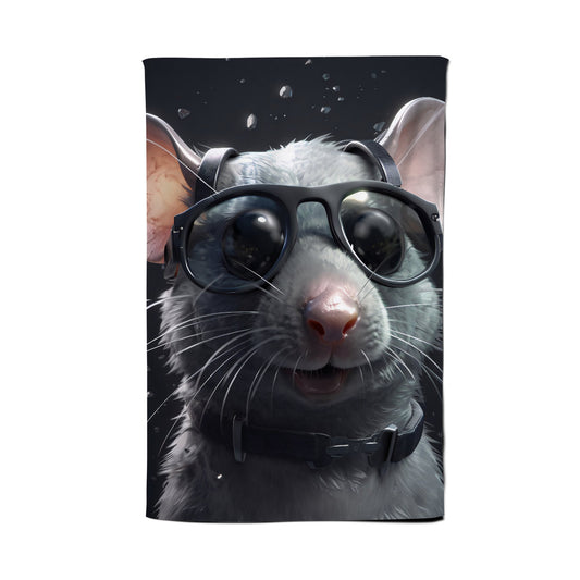 Splashart Rat In Glasses Tea Towel