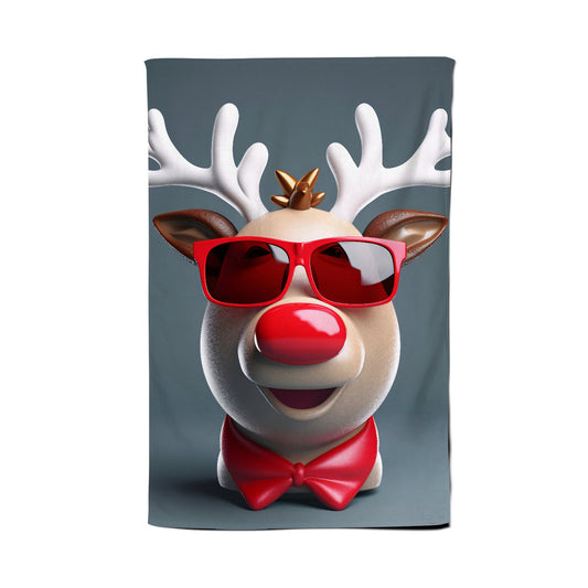 Rudolph In Red Glasses Tea Towel