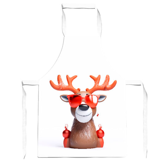 Smiling Rudolph In Glasses Apron