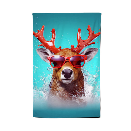 Rudolph With Reed Antlers Tea Towel