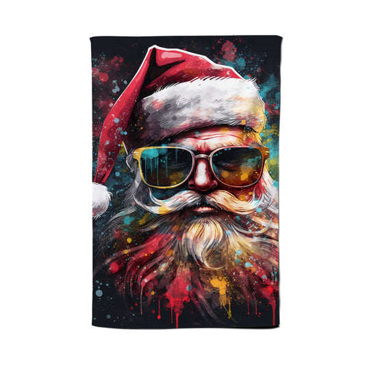 Splashart Santa Claus In Glasses Tea Towel