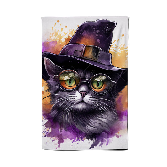 Splashart Longhaired Witches Cat Tea Towel