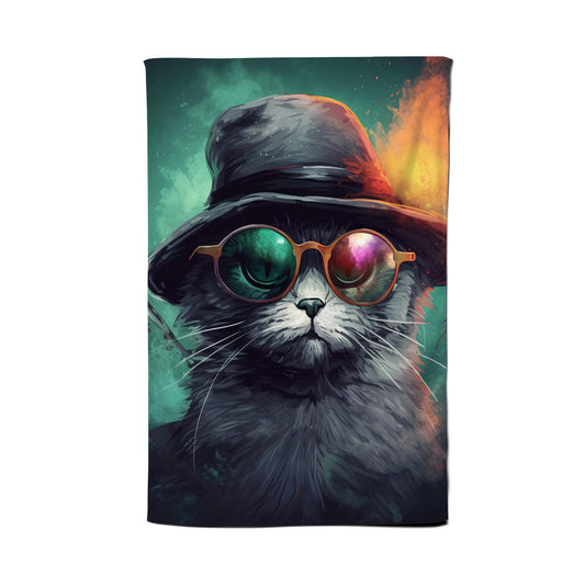 Fiery Cat In A Hat Tea Towel