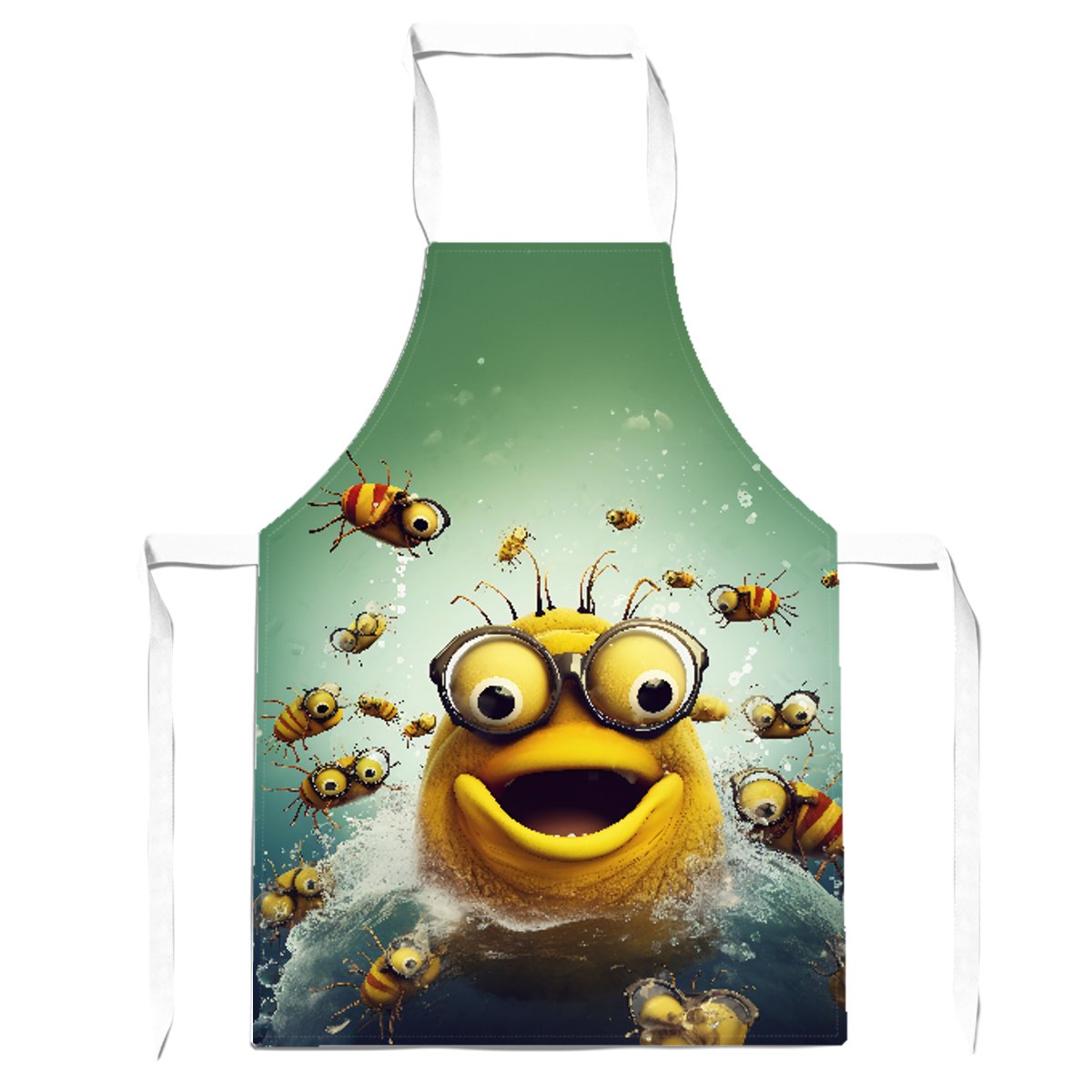 Happy Worm And Bees Splashart Apron